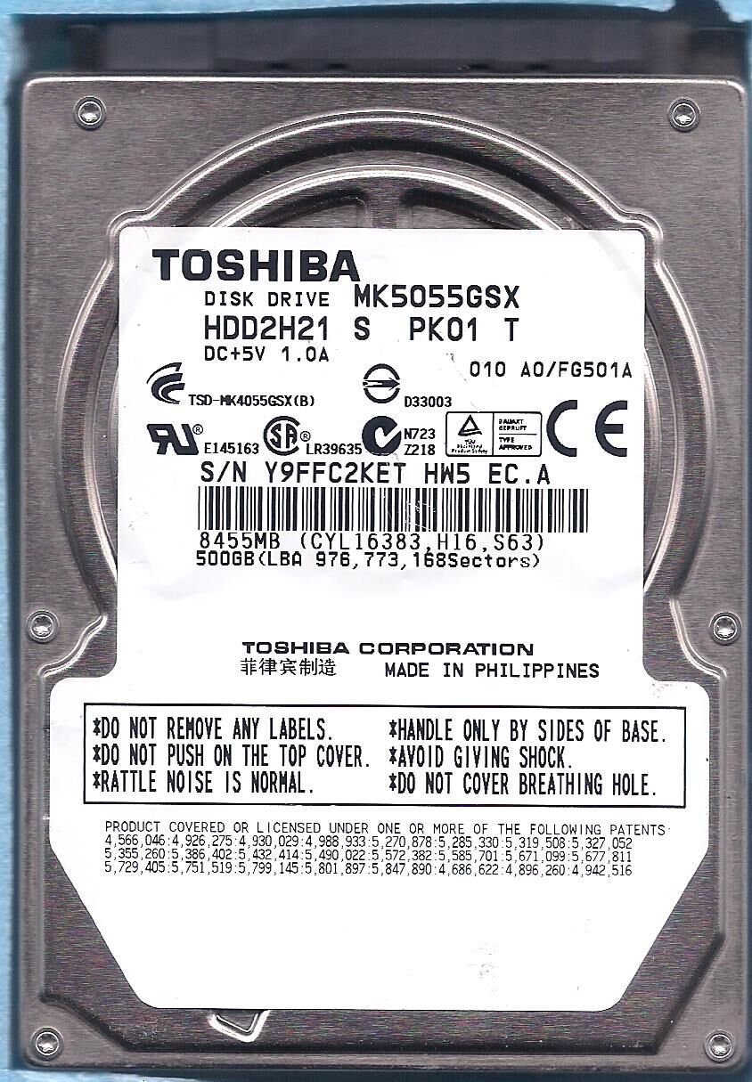 Toshiba MK5055GSX 500GB HDD2H21 Y9FFC2KET Donor Hard Drive Price for