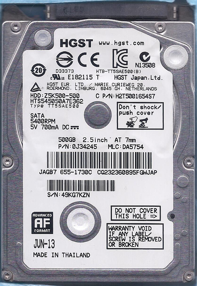 HGST HTS545050A7E362 500GB H2T5001654S7 49KG7KZN Donor Hard HGST HTS545050A7E362 500GB H2T5001654S7 49KG7KZN Donor Hard